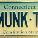 Connecticut vanity MUNK MUNKED license plate Chipmunk Monk Munck Munch Drunk CT