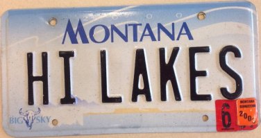 Montana vanity HI LAKES license plate Glacier National Park Fishing Boating Fish