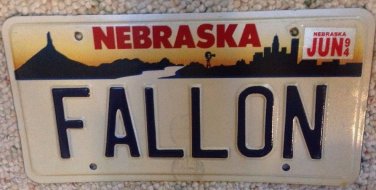 Nebraska vanity Jimmy FALLON license plate Fall On TV host talk show NBC cartoon