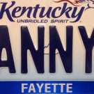 Kentucky vanity ANNY license plate Anne Ann Ana Anna Ania Anni Annie Anya Ha