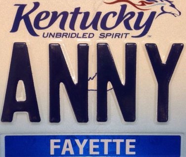 Kentucky vanity ANNY license plate Anne Ann Ana Anna Ania Anni Annie Anya Ha