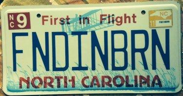 North Carolina vanity FINDING BREN license plate Brenda Brendon Brent