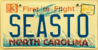 North Carolina vanity SEASTO SEA STO license Plate story storm stone stop NC