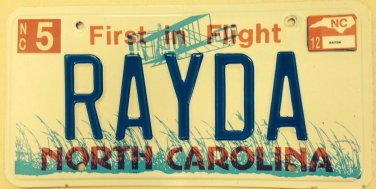 North Carolina vanity RAYDA RAY DA RAIDERS license Plate Raymond Oakland NFL NC