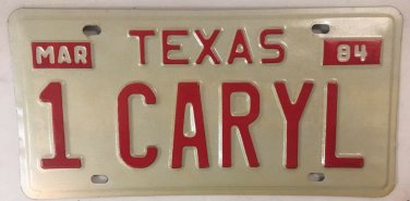TX vanity 1 CARYL CAROL license plate Christmas Cheryl Caryle Caryll Cary Caryle