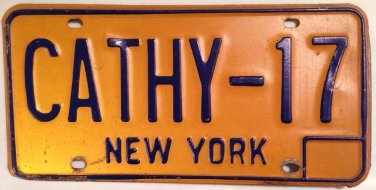 New York vanity CATHY 17 license plate Catherine Catie Katie Kathryn
