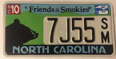 NC ROARING FORK NATURE TRAIL license plate Mount Leconte Chimney Tops Cades Cove