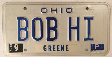 OH vanity BOB HI license plate Robert Bobbie Bobby Rob Robie Hello High Drug 420