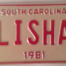 Vanity LISHA license plate Lashae Lesha Leisha Leesha Licha Alicia Felicia Lisa
