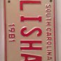 Vanity LISHA license plate Lashae Lesha Leisha Leesha Licha Alicia Felicia Lisa