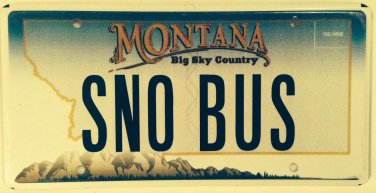 Vanity SNOW BUS license plate Ski Skiing Snowboard Snowbowl Whitefish Mountain