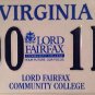 Rare Virginia Lord Fairfax Community College License Plate University low #1