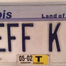 Vanity JEFFREY JEFF K license plate Jefferson Geoff Geoffrey Jefferey