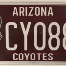 AZ COYOTES ICE HOCKEY license plate MHL Glendale Gila River Arena Phoenix