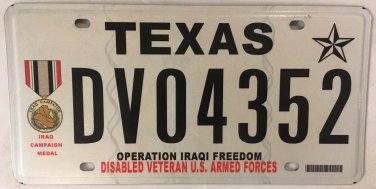 OPERATION IRAQI FREEDOM IRAQ WAR VET license plate military Medal Veteran Saddam