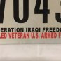 OPERATION IRAQI FREEDOM IRAQ WAR VET license plate military Medal Veteran Saddam