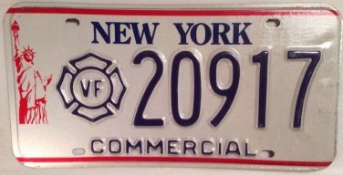 New York VOLUNTEER FIREFIGHTER license plate Fireman Fire Fighter NYFD Firehouse