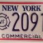 New York VOLUNTEER FIREFIGHTER license plate Fireman Fire Fighter NYFD Firehouse
