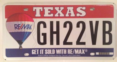 RE/MAX REMAX license plate Realtor Realty Real Estate Agency Agent