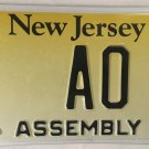 New Jersey GENERAL ASSEMBLY license plate political Assemblyman senate politics