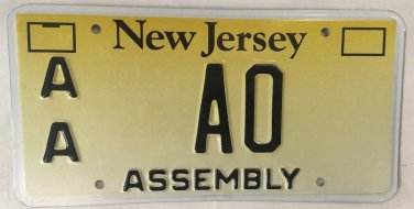 New Jersey GENERAL ASSEMBLY license plate political Assemblyman senate politics