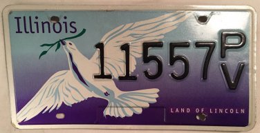 Illinois WILDLIFE DOVE license plate Olive branch Bird Peace PV Prevent Violence