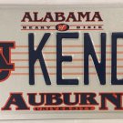 Alabama AUBURN UNIVERSITY vanity KEN KENNETH CANDY KENDY license plate Kennedy