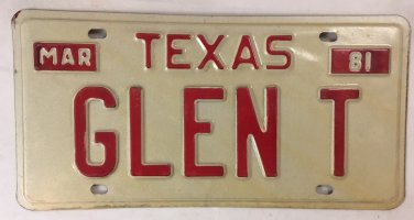 Vanity GLEN T license plate Glenn Glendale Glendon Glenda Glenna Glennie Glennon