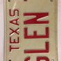 Vanity GLEN T license plate Glenn Glendale Glendon Glenda Glenna Glennie Glennon