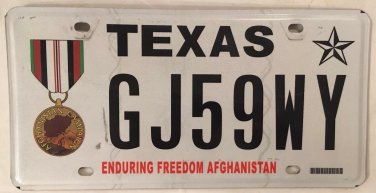 ENDURING FREEDOM AFGHANISTAN WAR VET license plate military Medal Veteran Afghan