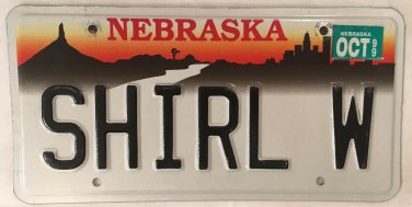 Neb vanity SHIRL SHIRLEY W license Plate Shirlee Shirly Sheryl Shirlene Shirleen