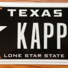 TX vanity KAPPY KAPPA HAPPY license plate Frat Greek Manga Isaac Sorority Gamma