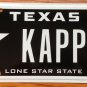 TX vanity KAPPY KAPPA HAPPY license plate Frat Greek Manga Isaac Sorority Gamma