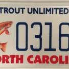 NC WILDLIFE TROUT license plate Brookie Fish Fishing River Fly Fisherman Angling