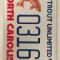 NC WILDLIFE TROUT license plate Brookie Fish Fishing River Fly Fisherman Angling