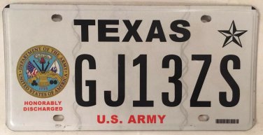 Texas U.S. ARMY license plate USA military vet War Infantry Hero Veteran soldier