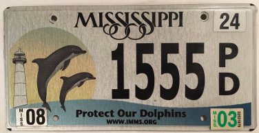 Protect Our DOLPHINS TRIPLE 5 license plate 555 LIGHTHOUSE PD 1555 Ocean Beach