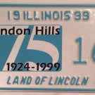 CLARENDON HILLS license plate Village #166 DuPage county Illinois Hinsdale Golf