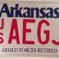 Arkansas AIR FORCE ARMED FORCES RETIRED license plate Airman Pilot Mitary Plane