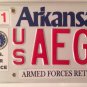 Arkansas AIR FORCE ARMED FORCES RETIRED license plate Airman Pilot Mitary Plane