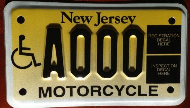 New Jersey HANDICAP MOTORCYCLE license plate sample Bike Cycle Motorbike Harley
