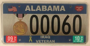IRAQ WAR Veteran LOW #60 license plate Iraqi Freedom Desert Storm vet Medal Gulf