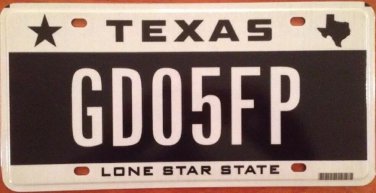 Texas Lone Star State optional license plate Map Star GD 05 FP