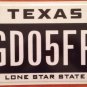 Texas Lone Star State optional license plate Map Star GD 05 FP