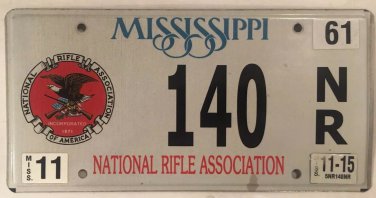 NRA NATIONAL RIFLE ASSOCIATION license plate Bear Arms Gun Hunter Hunt Low #140