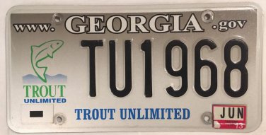GA WILDLIFE TROUT license plate Fish Fishing River Fly Wildlife Fisherman Reel