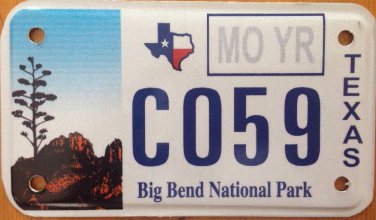 BIG BEND NATIONAL PARK MOTORCYCLE license plate Desert Rio Grande hiking Wild