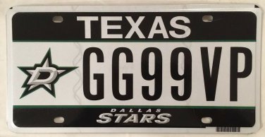 TX NHL DALLAS STARS license plate National Hockey League GG 99 VP North Stanley
