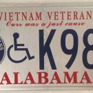 HANDICAP VIETNAM VETERAN license plate Saigon War Disable Nam Vet Army USAF USMC