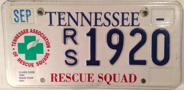 RESCUE SQUAD EMERGENCY MEDICAL TECHNICIAN license plate EMT EMS Firefighter Fire